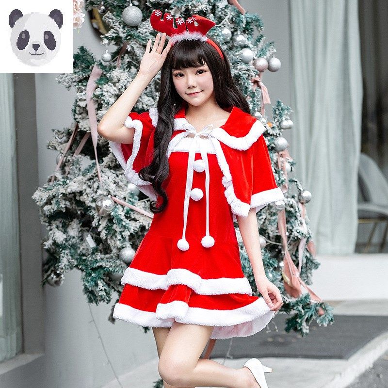 圣诞节服装成人女圣诞主题裙子服饰圣诞老人衣服演出服圣诞服套装