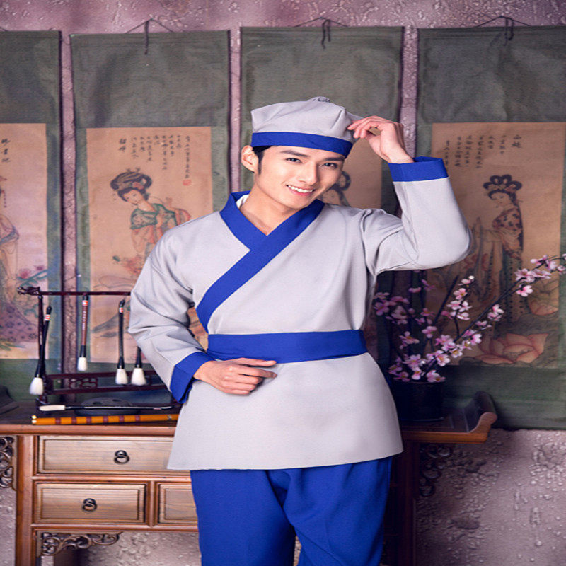 古装汉服古代家丁小二仆人书生演出茶馆酒店保洁工作服装男女表演