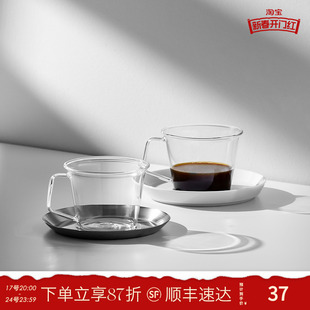 日本Kinto Cast户外咖啡杯玻璃意式浓缩拿铁杯茶杯碟套装牛奶杯子