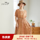依伽依佳2023夏季新品连衣裙女纯色气质文艺短袖连衣裙ESXL015