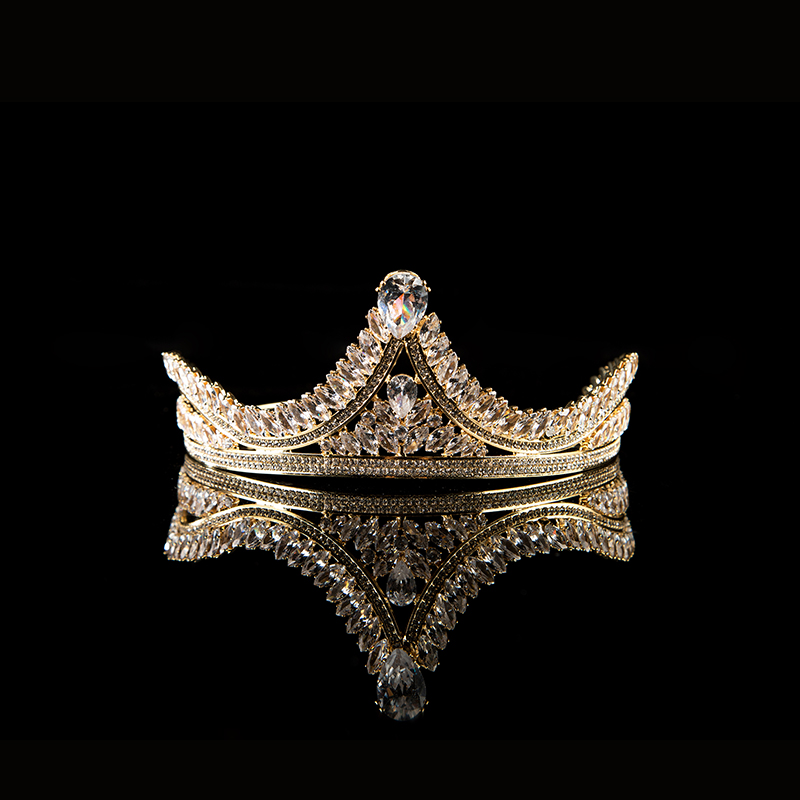 女王皇冠头饰金色儿童生日王冠中大童模特走秀配饰银色演出服饰品