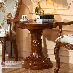美式实木边几欧式角几沙发小茶几边桌客厅边柜电话桌直径60CM