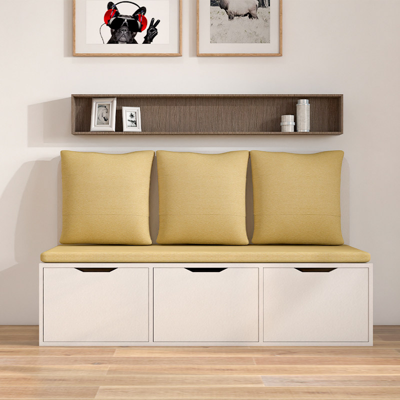 定制卡座家用餐厅靠墙布艺沙发客厅现代简约抽屉储物柜舒适小户型
