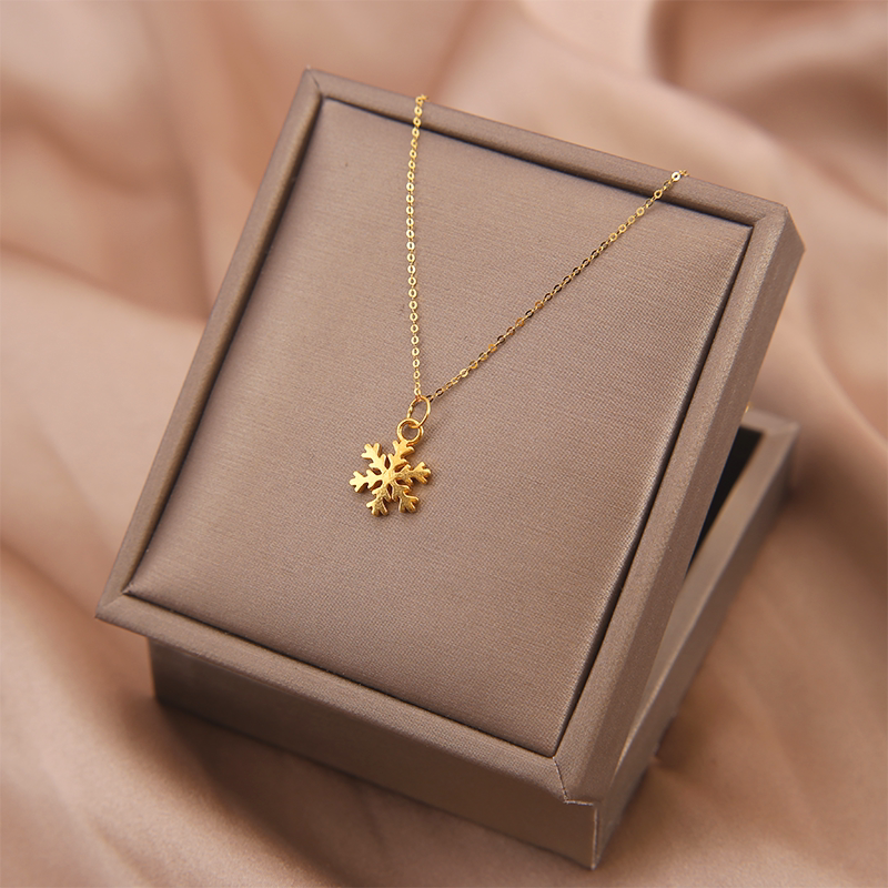 黄金项链女2022年新款足金雪花吊坠轻奢小众七夕情人节礼物送女友
