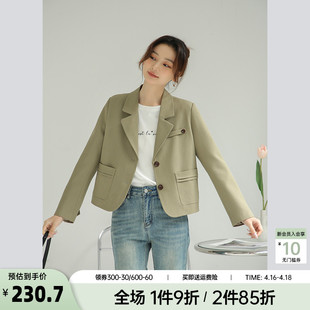 奈格薇儿小个子复古西装外套女春秋2024新款超好看休闲短款西服