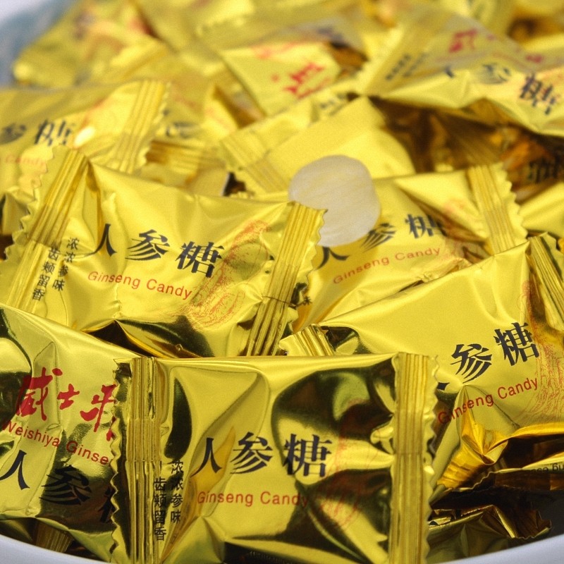 网红威士雅花旗参糖人参糖含人参糖果休闲办公零食散装250g约85粒