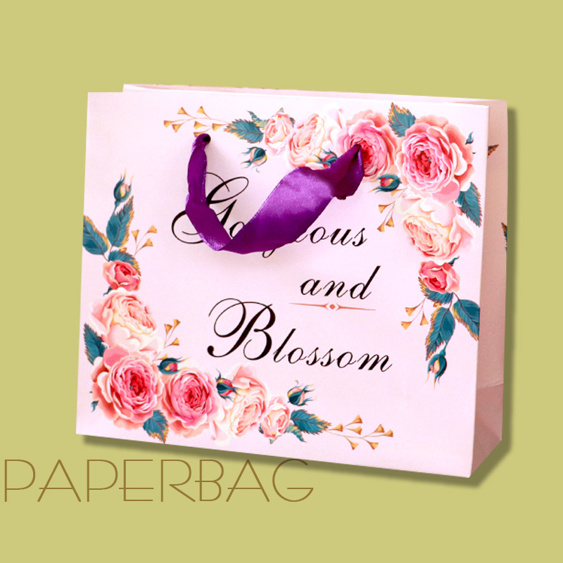 纸袋 玫瑰花袋子服装袋定制礼品包装袋定做手提袋加厚印logo订做