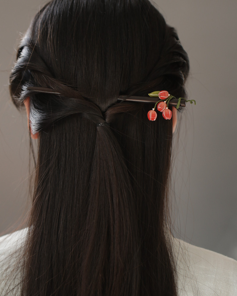 木簪盘发头饰丸子发饰旗袍配饰国风古典红色簪子设计发簪简约现代