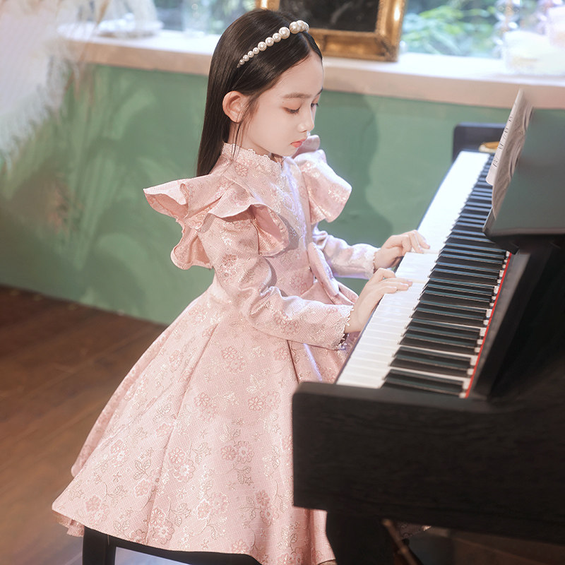 女童礼服高端花童婚礼小女孩公主裙儿童生日钢琴演奏演出服秋冬季