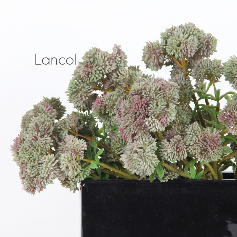 lancol蓝可 仿真花假花 咖绿色多肉椰菜果 花艺配草家居装饰摆件
