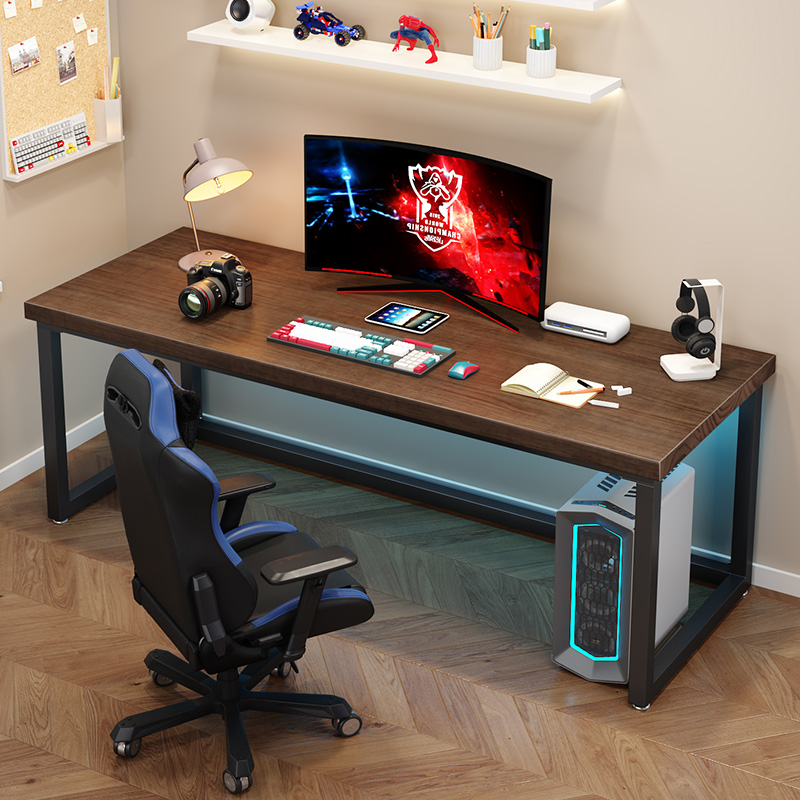 实木大板双人电脑桌台式卧室家用办公桌电竞长方形桌子学生书桌