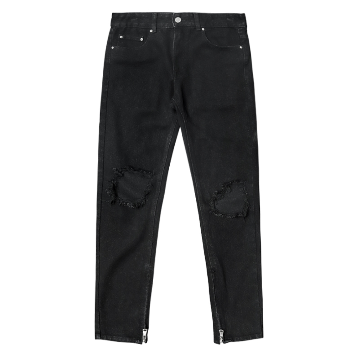 黑色破洞牛仔裤女修身