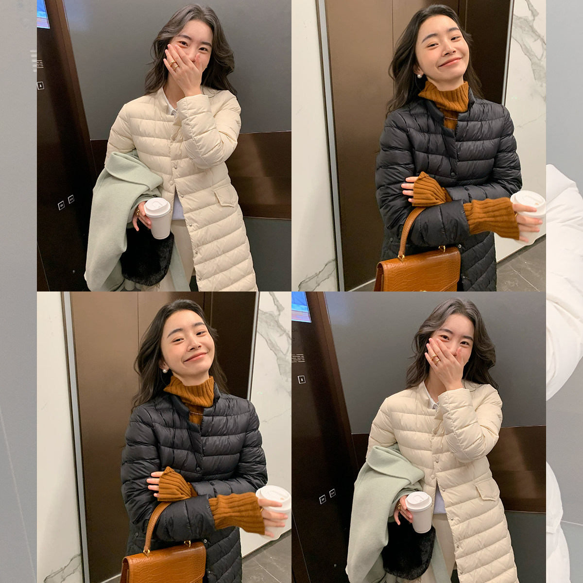 大衣cp chao轻薄叠穿羽绒服女冬季中长款