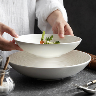 菜盘子碗家用2024新款白色陶瓷碟子8寸餐盘高级感餐具日式深汤盘