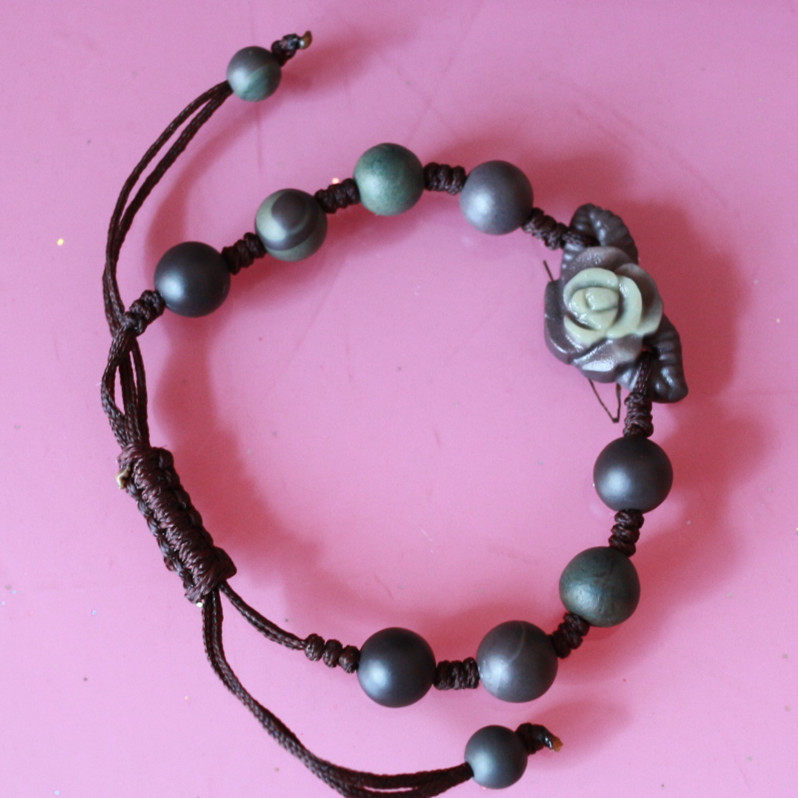 贺兰石手链手串女式男式手连饰品个性时尚复古手链玫瑰花牡丹花