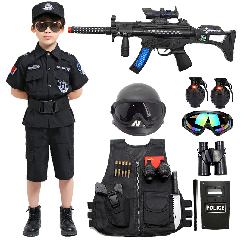 儿童特种兵玩具枪套装男童军装仿真户外cs特警衣服短袖小警察装备