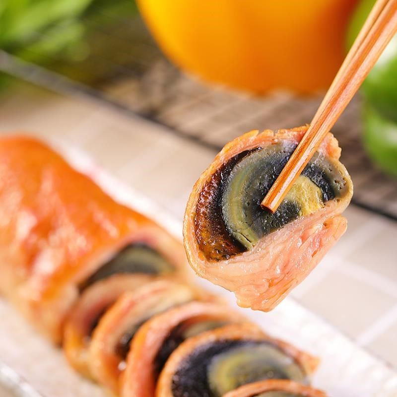 热销皮蛋卷包邮_福建5包皮蛋卷鸭皮卷彩蛋卷凉菜开袋即食酒店饭店特色