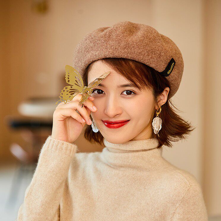 高品质女士贝雷帽日系秋冬羊毛呢画家帽休闲简约女复古蓓蕾帽新款