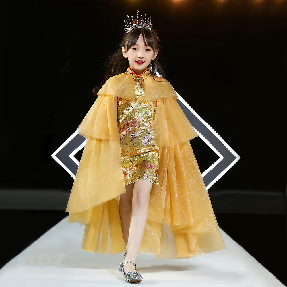 特价过年服装女童_儿童礼服公主裙女童模特走秀服装时尚高端演出服
