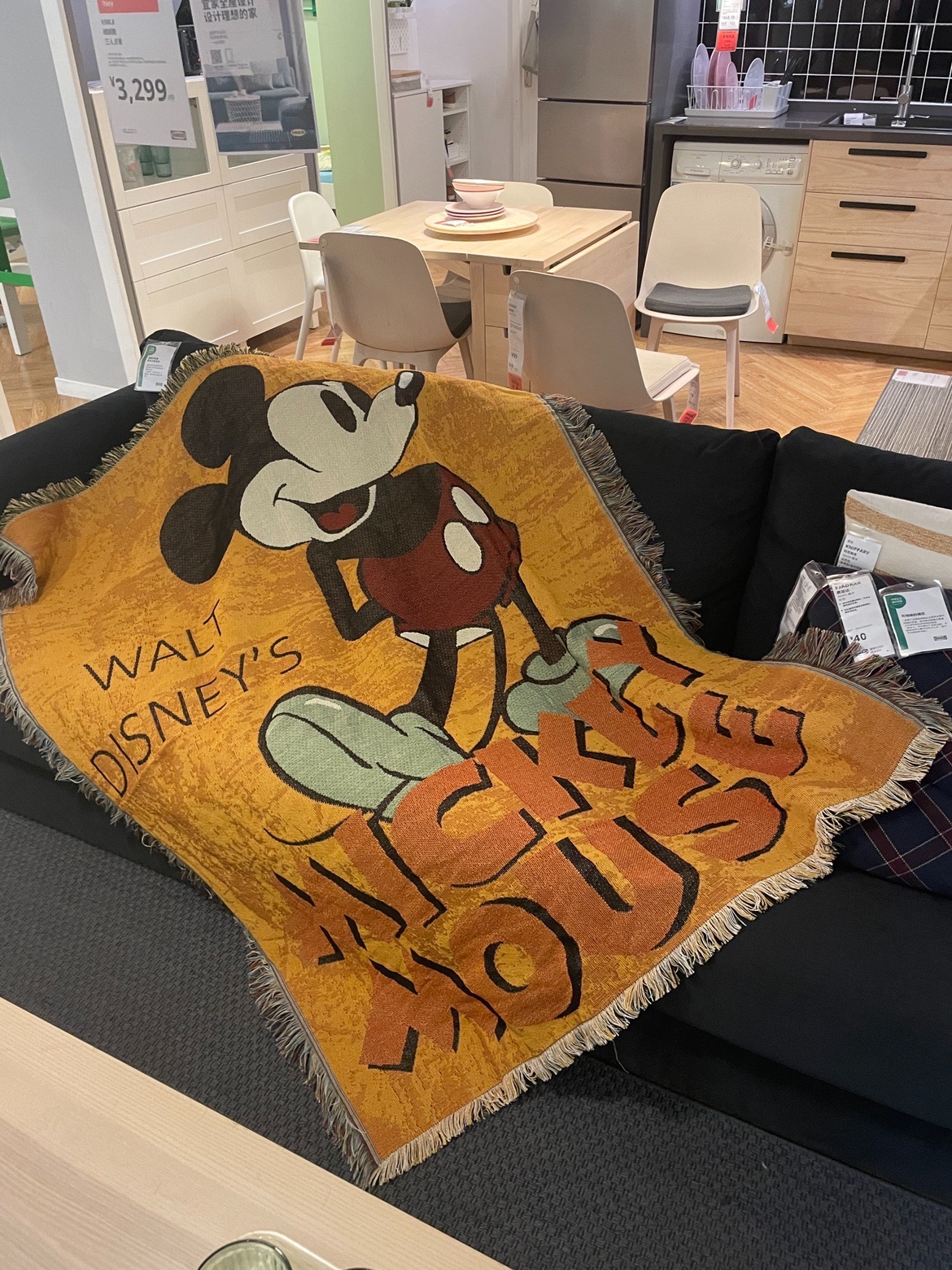 迪士尼米奇外贸订单棉线纺织线毯休闲