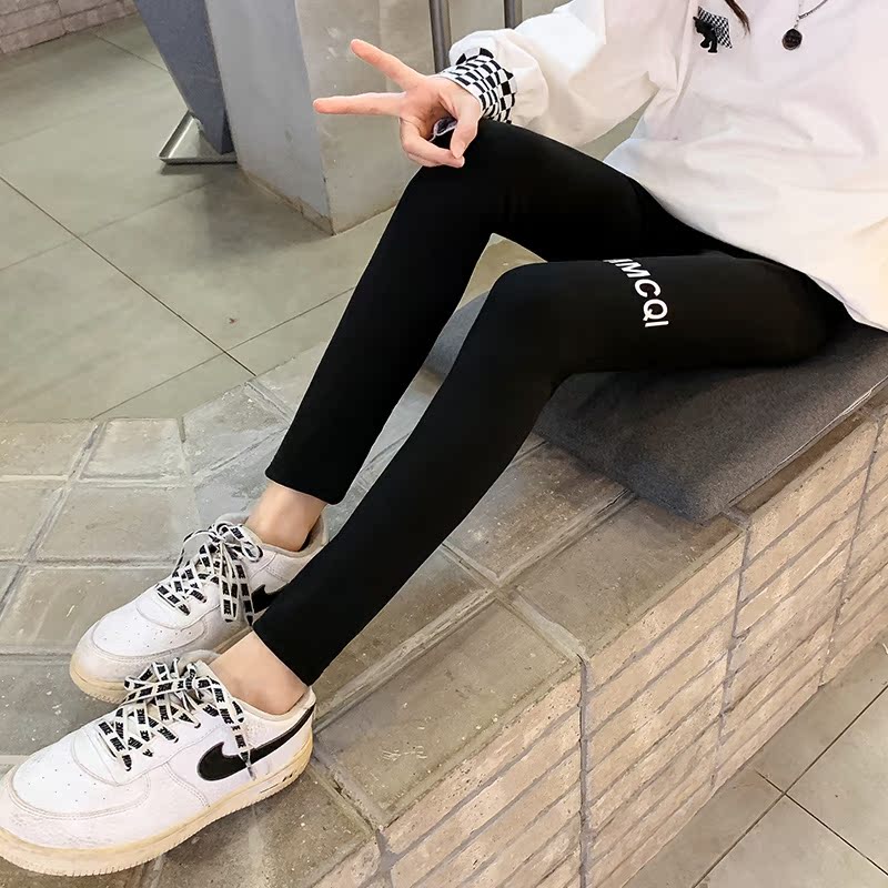 女童鲨鱼裤春秋薄款2022新款时尚儿童黑色瑜伽裤紧身裤弹力中大童