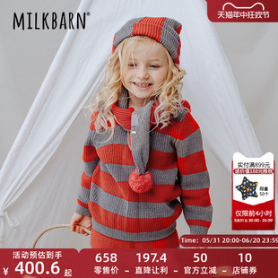Milkbarn儿童毛衣女宝圣诞针织套头衫男童秋冬保暖羊毛衫