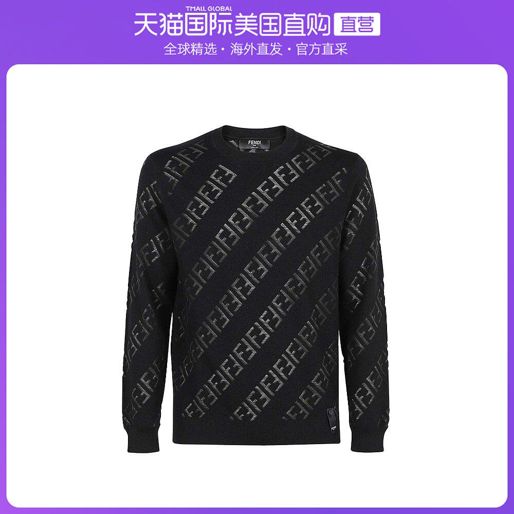 fendi芬迪男士黑色时尚休闲商务棉质翻领短袖polo衫