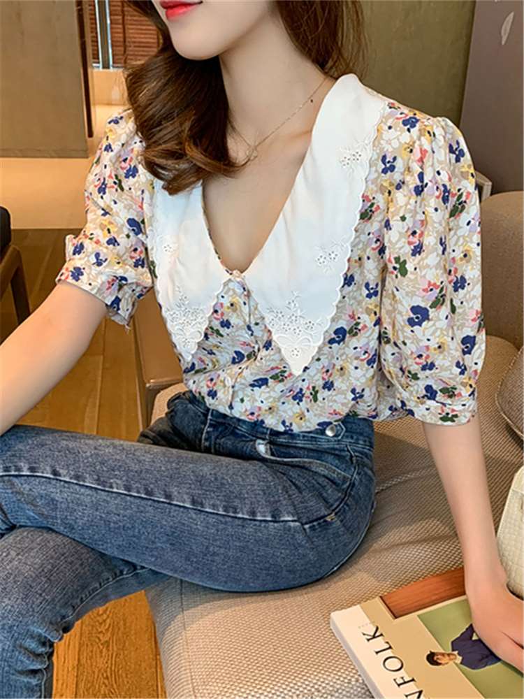 za碎花仙气雪纺衫女上衣2020年夏季新款泡泡袖娃娃领半袖打底衬衫|msdalam kategori peralatan pejabat/Supplies/Perkhidmatan yang berkaitan, Packaging Equipment/Tanda-tanda dan bekalan, hadiah beg/beg plastik - dari Buy2taobao.com untuk memberikan perkhidmatan ejen Taobao profesional membeli