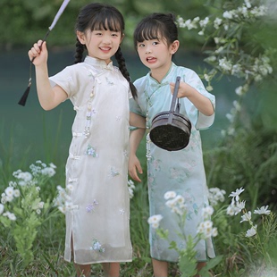 女童汉服连衣裙2024夏新款儿童薄款中国风改良新中式高端旗袍礼服