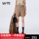 uti尤缇2022春季新款 休闲格纹显瘦短裤女配腰带裤子UH102095B395