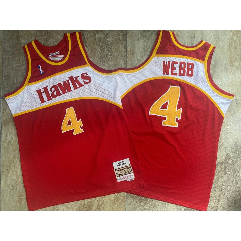 4号 "土豆"韦伯 1986-87赛季 红色密绣刺绣球衣篮球服运——nba球衣
