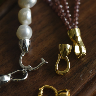 【DSz】镀金银保色串珠珍珠项链穿绳万能扣头挂件吊坠扣流苏配件