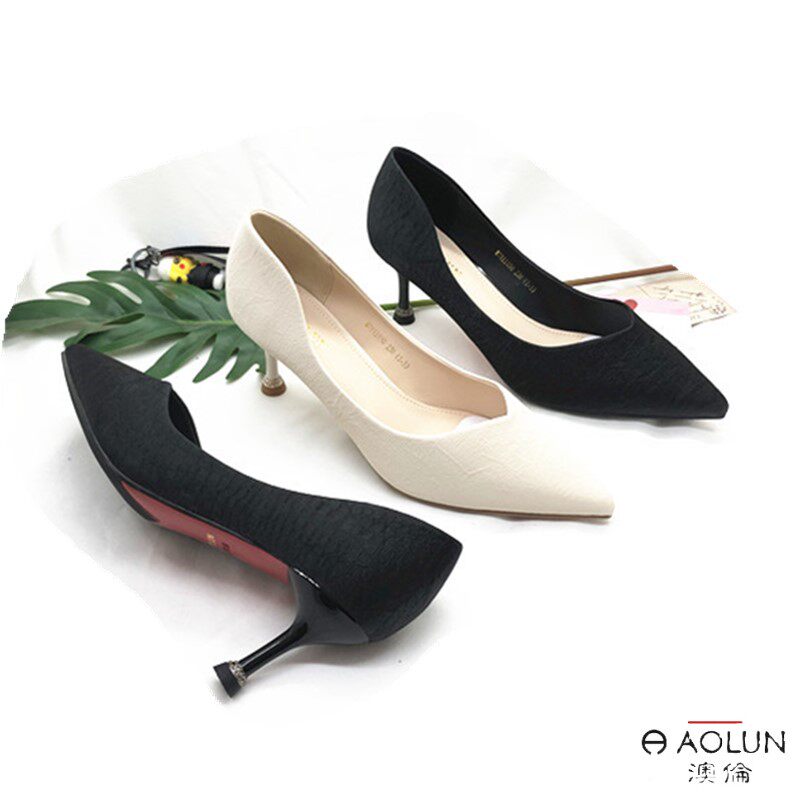包邮正品澳伦皮鞋2021年春季新款高跟女鞋职业单鞋