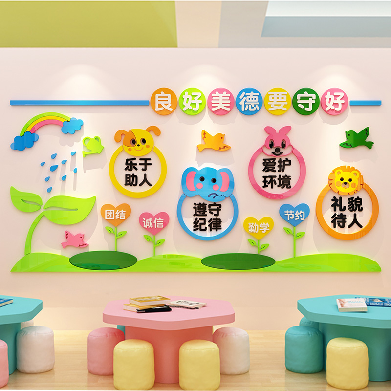 幼儿园墙面装饰小学辅导托管班培训班文化墙贴教室环境布置主题墙