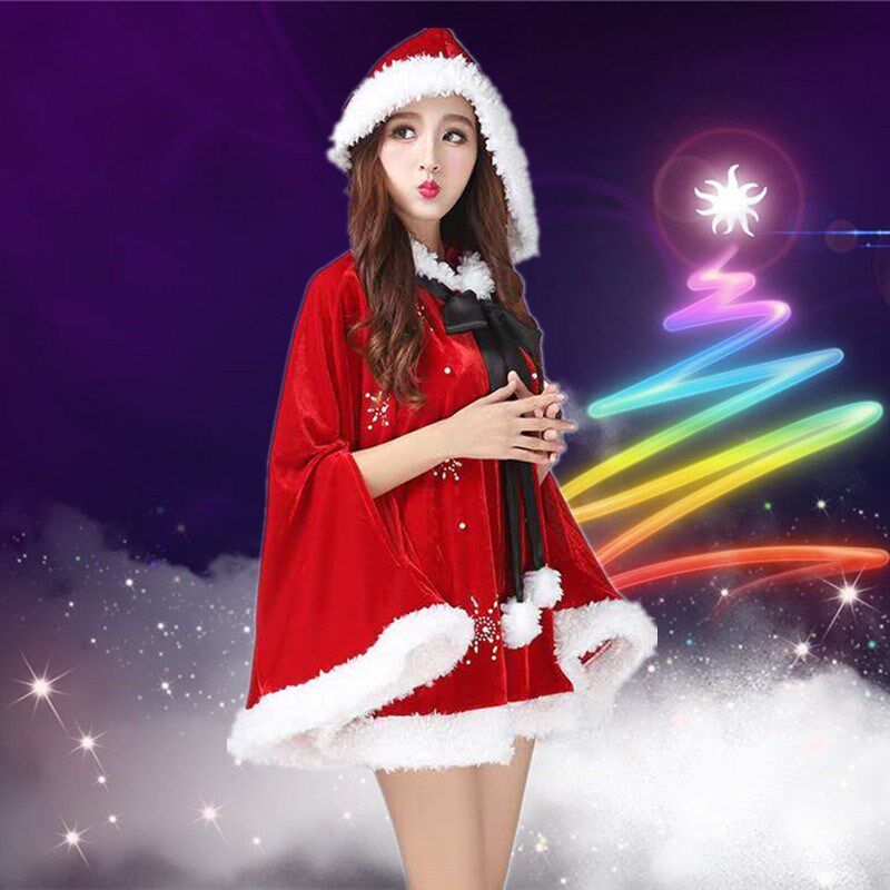 圣诞女装制服款裙子圣诞节主题衣服圣诞老人服装成人少女演出服