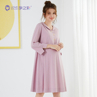 孕之彩孕妇连衣裙2021春秋新款简约通勤OL办公显瘦产后外穿哺乳裙