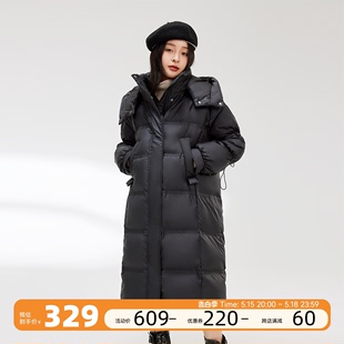 雪中飞2023秋冬韩版时尚休闲加厚宽松长款羽绒服女外套保暖