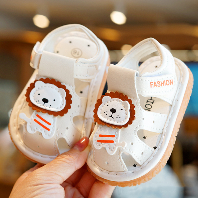宝宝学步鞋软底夏0-3岁防滑婴幼儿6-12个月包头会响的叫叫鞋凉鞋