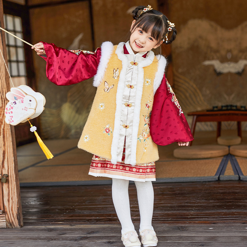 汉服女童冬装拜年服明制过年服马面裙冬小女孩唐装儿童女宝宝加厚