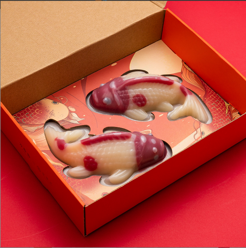 万寿斋上海特产糯香小吃文创款红白豆沙馅锦鲤年糕鱼【厂家直销】