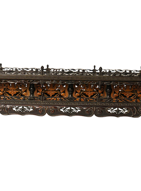 (已售出)清代紫檀镶黄杨透雕花卉纹须弥座器座小叶紫檀古董收藏