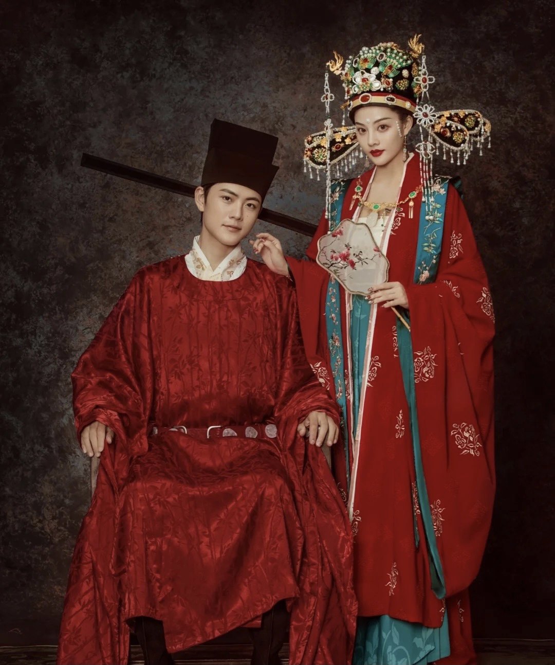 宋制婚服全套花嫁凤冠霞帔新娘红色古风嫁衣中式汉服男女情侣古装