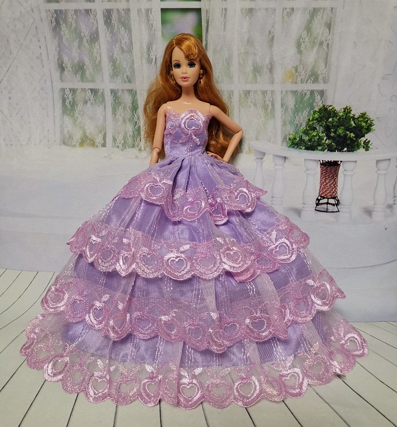 30cm高换装芭比娃娃穿的衣服公主服装晚礼服婚纱6分公仔外贸大裙