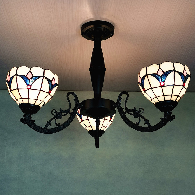 欧式现代简约蒂凡尼玻璃复古客厅卧室餐厅居家铁艺树脂吸顶吊灯