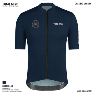 TOSO STEP 夏季深蓝色风火车轮WHEEL 短袖骑行服公路自行车上衣