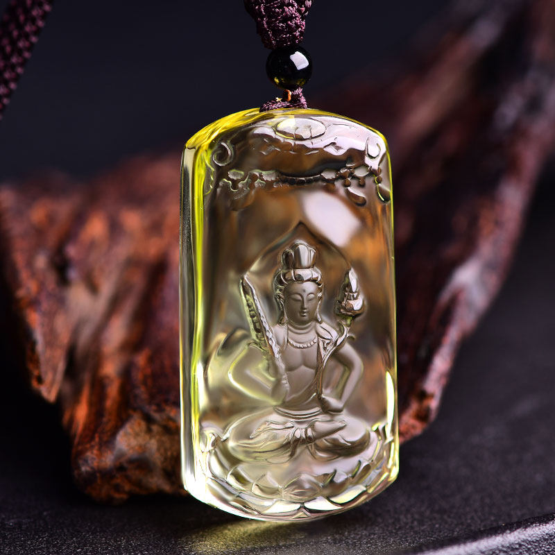 天然黄水晶属虎属牛本命佛虚空藏菩萨吊坠男女生肖守护神挂件礼物