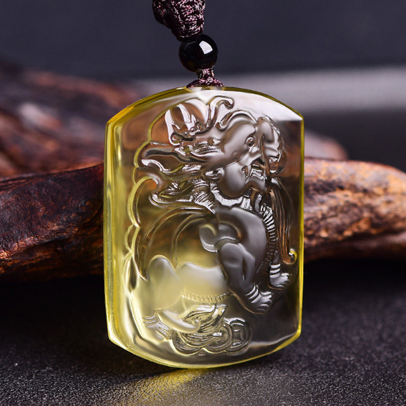 宫妃蓝月光貔貅项链拉长石精雕钱币貔貅吊坠挂件礼物饰品水晶