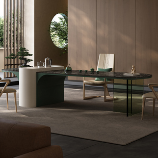 岩板茶桌椅组合轻奢现代高级感大户型家用客厅大板茶台烧水壶一体