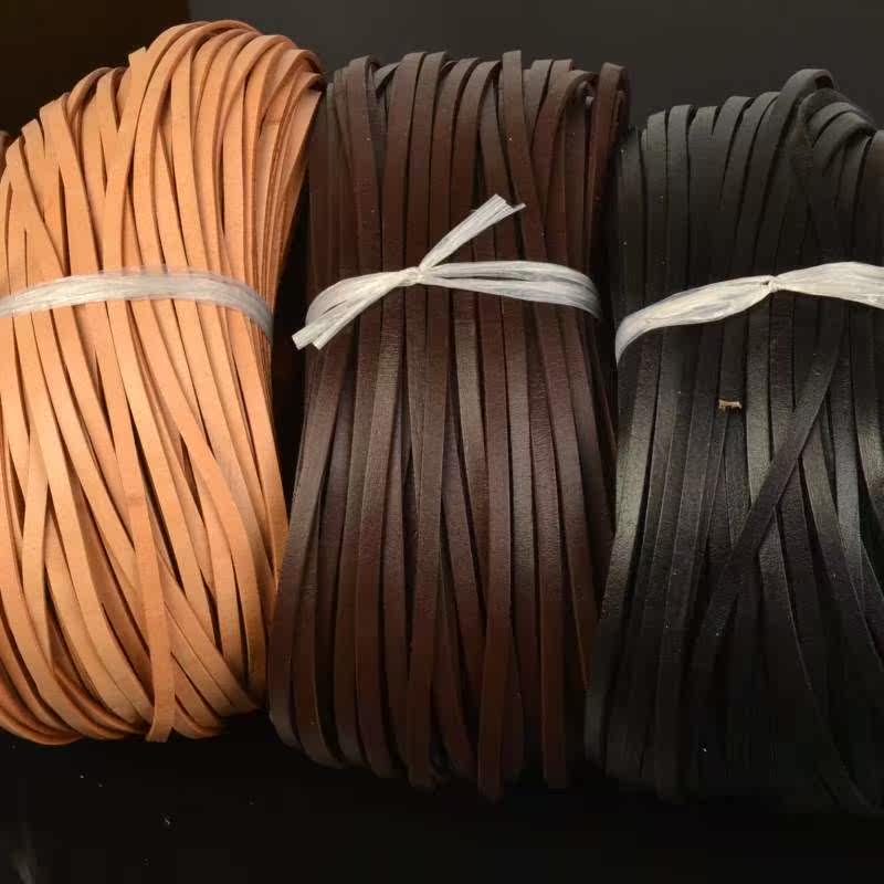 头层牛皮植鞣革扁皮绳真皮绳皮条绳编织手链项链复古手工diy材料