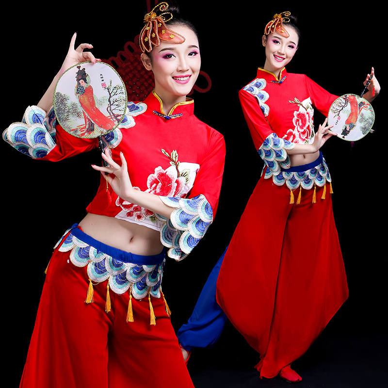 古典舞演出服2022新款扇子舞表演服装广场舞女飘逸东北秧歌服舞蹈